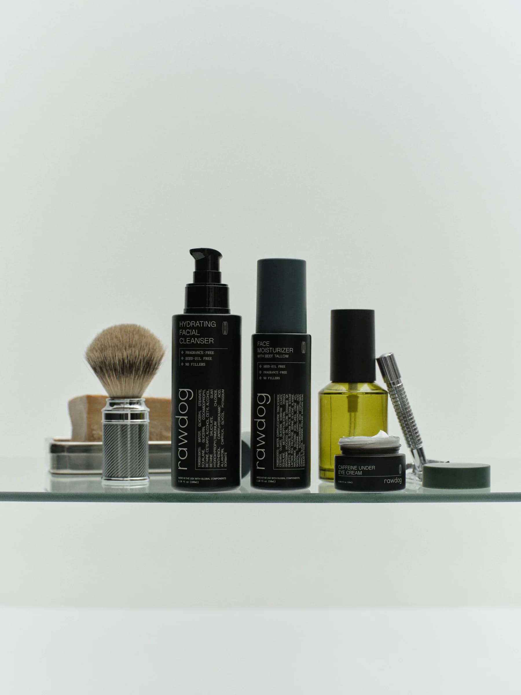 RAWDOG Complete Skincare Set - cleanser, moisturizer, and eye cream for men
